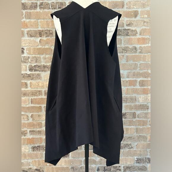 Planet by Lauren G black lagenlook boxy vest open swing pockets sleeveless sz L - Picture 3 of 8